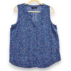Apt9 Top Womens L Blue Button‎ Pintuck Blouse Sleeveless Casual